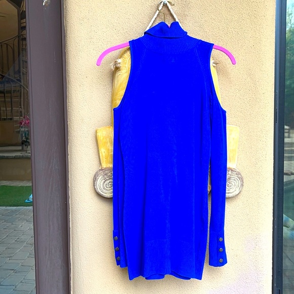 Cache XS turtleneck top blue knit button sleeve - Picture 1 of 5